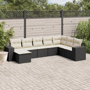 Loungeset 8-delig poly rattan zwart