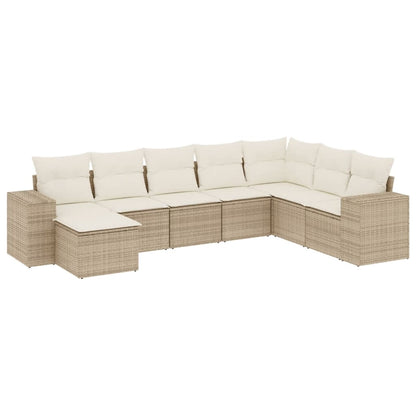 8-Delige Loungeset Met Kussens Poly Rattan Beige