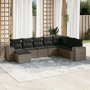 Loungeset 8-delig poly rattan grijs