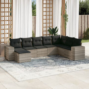 Loungeset 8-delig poly rattan lichtgrijs