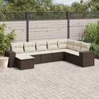 8-delige Loungeset met kussens poly rattan bruin