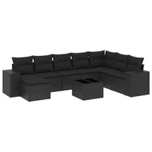 9-Delige Loungeset Met Kussens Poly Rattan Zwart
