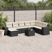 Loungeset 9-delig poly rattan zwart