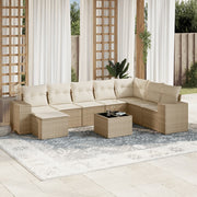 Loungeset 9-delig poly rattan beige