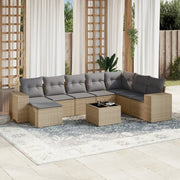 Loungeset 9-delig poly rattan beige