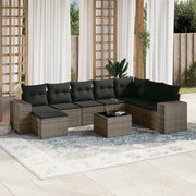 Loungeset 9-delig poly rattan grijs