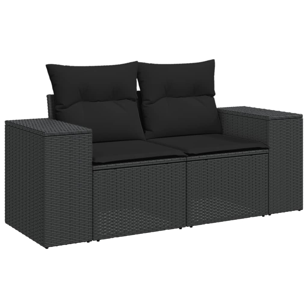 6-Delige Loungeset Met Kussens Poly Rattan Zwart
