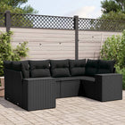 6-piece Lounge Set with cushions poly rattan black
