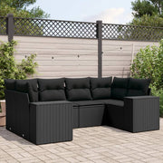 Loungeset 6-delig poly rattan zwart