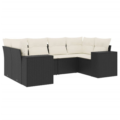 6-Delige Loungeset Met Kussens Poly Rattan Zwart