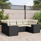 6-piece Lounge Set with Cushions Poly Rattan Black