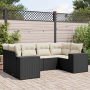 Loungeset 6-delig poly rattan zwart