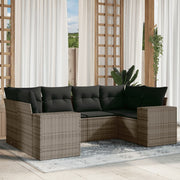 Loungeset 6-delig poly rattan grijs