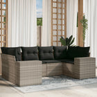 6-piece Lounge Set with cushions poly rattan light grey