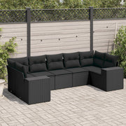 Loungeset 7-delig poly rattan zwart