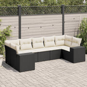 Loungeset 7-delig poly rattan zwart