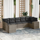 7-Delige Loungeset Met Kussens Poly Rattan Grijs