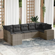 Loungeset 7-delig poly rattan grijs