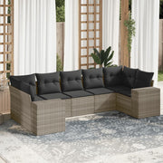 Loungeset 7-delig poly rattan lichtgrijs