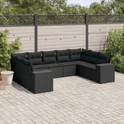 Loungeset 9-delig poly rattan zwart