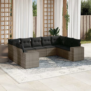 Loungeset 9-delig poly rattan grijs