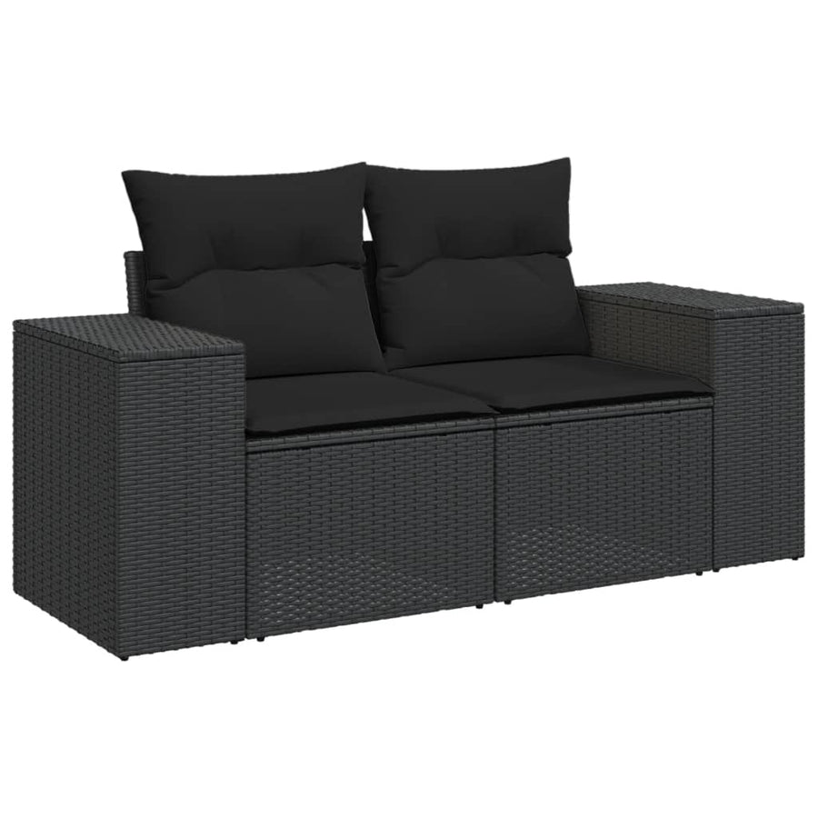 9-Delige Loungeset Met Kussens Poly Rattan Zwart