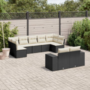Loungeset 9-delig poly rattan zwart