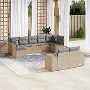 Loungeset 9-delig poly rattan beige