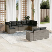 Loungeset 9-delig poly rattan grijs