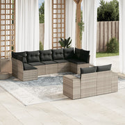Loungeset 9-delig poly rattan lichtgrijs