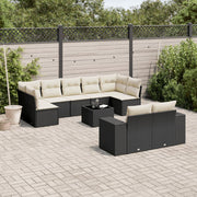 Loungeset 10-delig poly rattan zwart