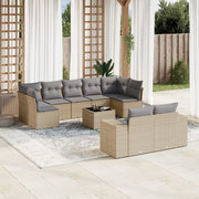 Loungeset 10-delig poly rattan beige