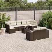 Loungeset poly rattan bruin 10-delig