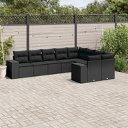 Loungeset 9-delig poly rattan zwart