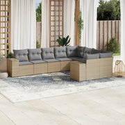 Loungeset 9-delig poly rattan beige