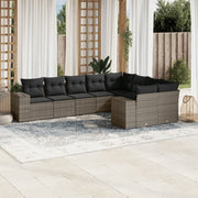 Loungeset 9-delig poly rattan grijs