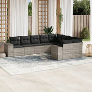 Loungeset 9-delig poly rattan lichtgrijs