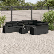 Loungeset 10-delig poly rattan zwart