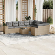 Loungeset 10-delig poly rattan beige