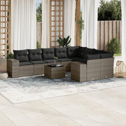 Loungeset 10-delig poly rattan grijs