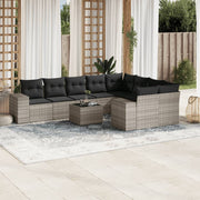 Loungeset 10-delig poly rattan lichtgrijs