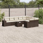 Loungeset 10-delig poly rattan bruin