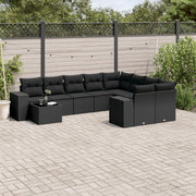 Loungeset 10-delig poly rattan zwart