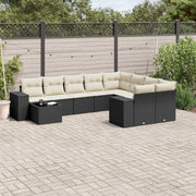 Loungeset 10-delig poly rattan zwart
