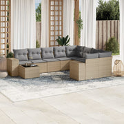 Loungeset 10-delig poly rattan beige
