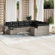 Loungeset 10-delig poly rattan lichtgrijs