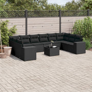 Loungeset 11-delig poly rattan zwart