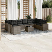 Loungeset 11-delig poly rattan grijs