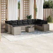 Loungeset 11-delig poly rattan lichtgrijs