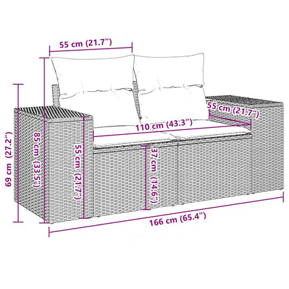 10-delige tuinbankset met kussens, bruin polyrotan
